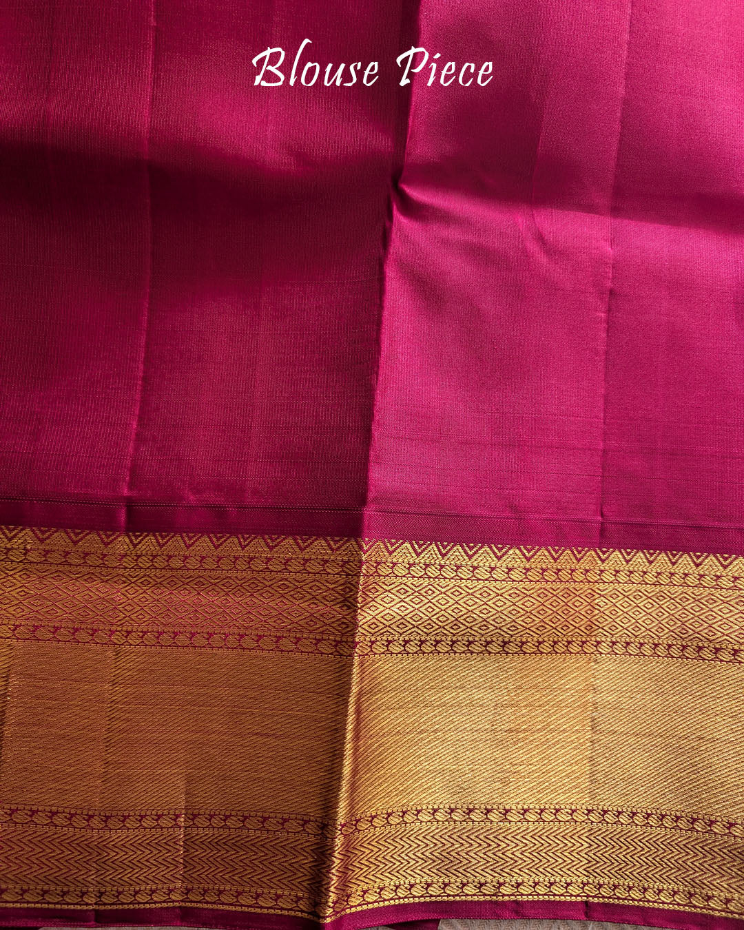 Matching blouse piece in royal blue Kanjivaram silk with woven zari detailing