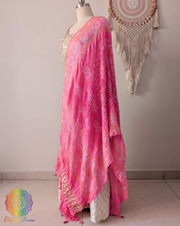Gaji silk dupatta with traditional raas mandal artwork