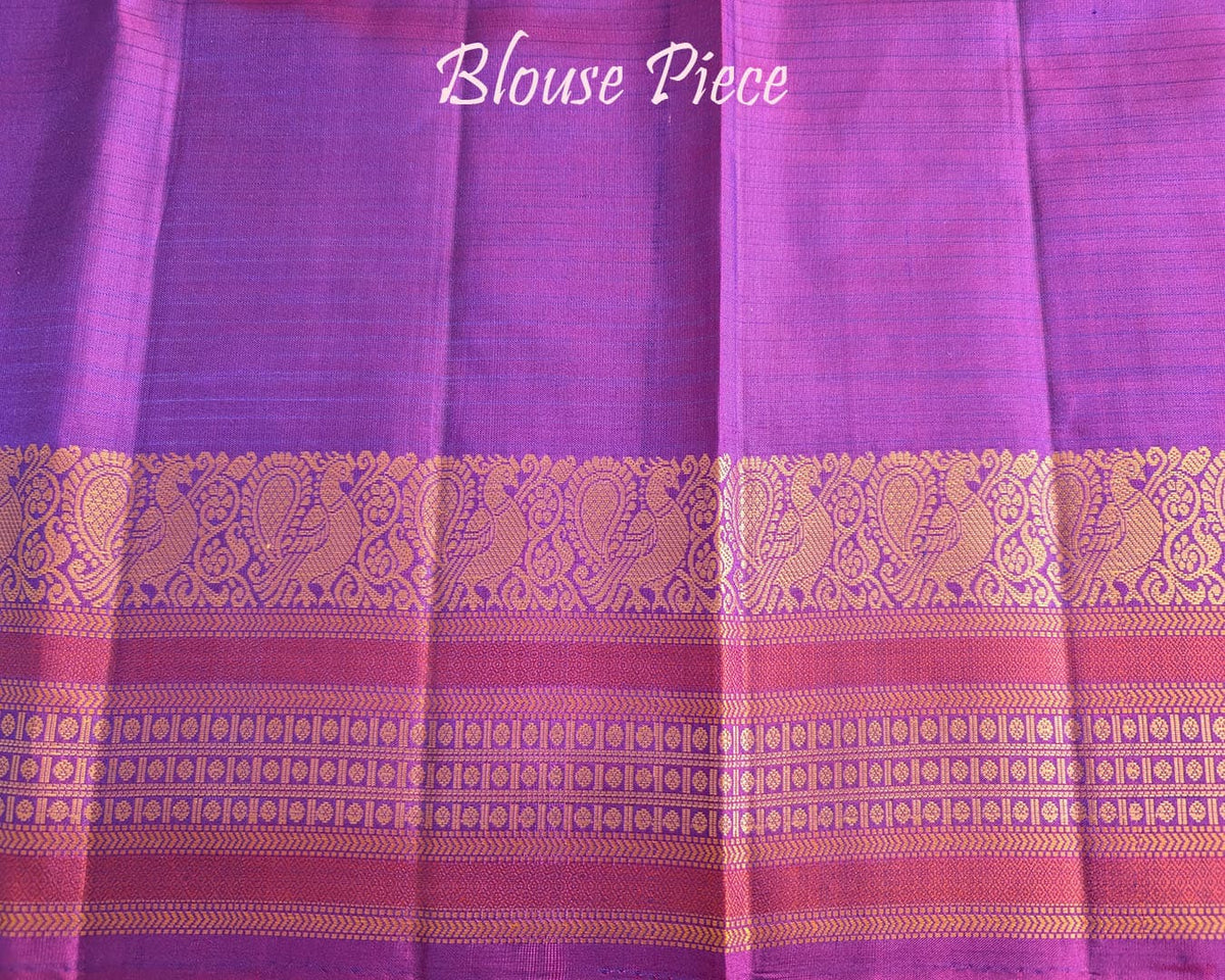 Sapphire blue Kanjivaram silk saree blouse piece with matching thread weave