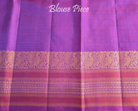 Sapphire blue Kanjivaram silk saree blouse piece with matching thread weave