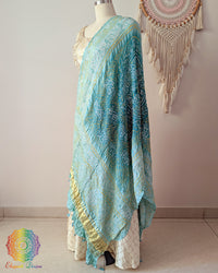 Gaji silk sea blue dupatta with traditional bandhej work