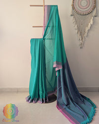 Sea green bengal cotton saree Elegantt Drapes
