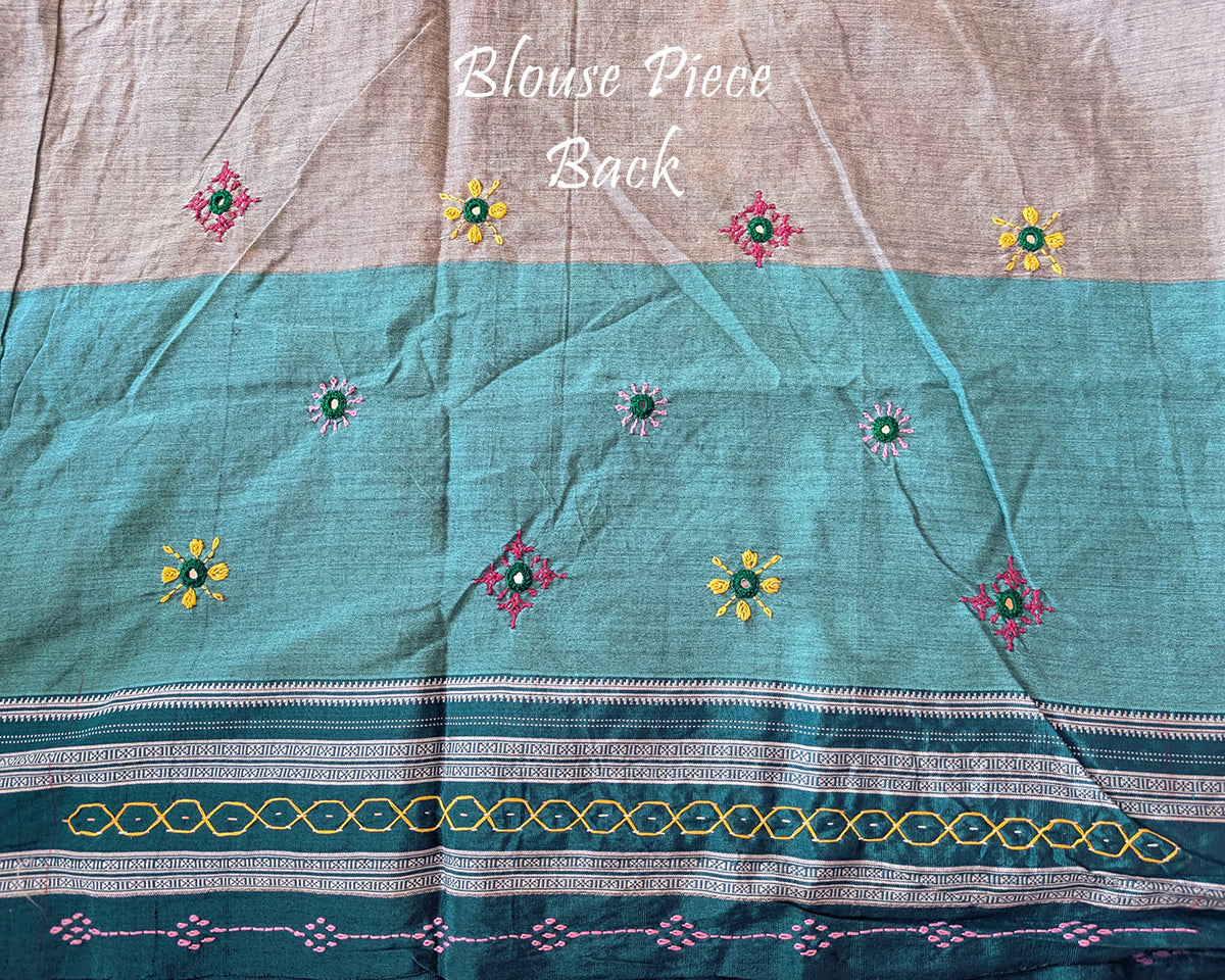 Matching blouse back featuring intricate Lambani hand embroidery