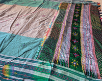 Sea Green Ilkal Cotton Saree with Lambani Hand Embroidery