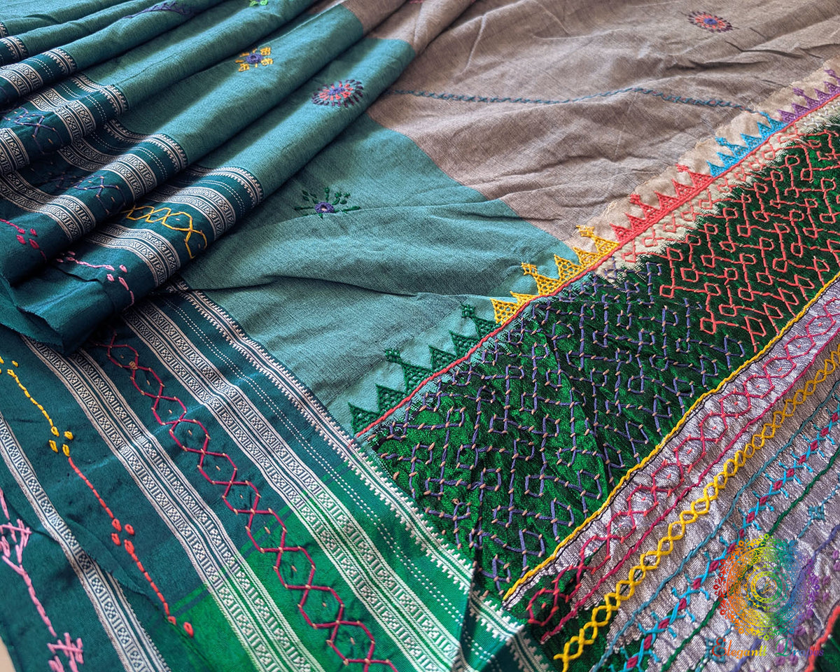 Detailed view of handcrafted Lambani embroidery showcasing traditional artisan craftsmanship