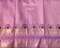 Sea green Kanjivaram silk Lambani saree blouse sleeves