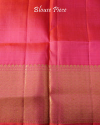 Blouse piece paired with the Shot Pink Pure Kanjivaram Handloom Silk Saree, highlighting the coordinating pink-orange shade for a traditional silk saree ensemble.