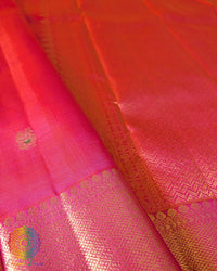 Shot Pink Pure Kanjivaram Handloom Silk Saree