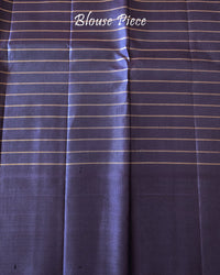 Small Checkered Pure Kanjivaram Handloom Silk Saree – Matching Blouse Piece View showcasing the accompanying blouse fabric coordinated with the multicolour checked saree and its blue border and palla.
