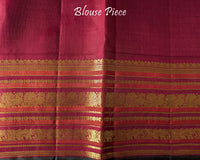 Matching blouse piece of the Taupe Pure Kanjivaram Silk Saree with coordinated 2-Gram Gold Zari detailing
