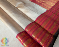 Pleats of Taupe Pure Kanjivaram Silk Saree highlighting the graceful drape and luxurious silk texture