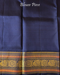 Blouse piece paired with the Teal Blue Pure Kanjivaram Handloom Silk Saree, displaying the coordinating fabric and colour for a traditional ethnic ensemble.