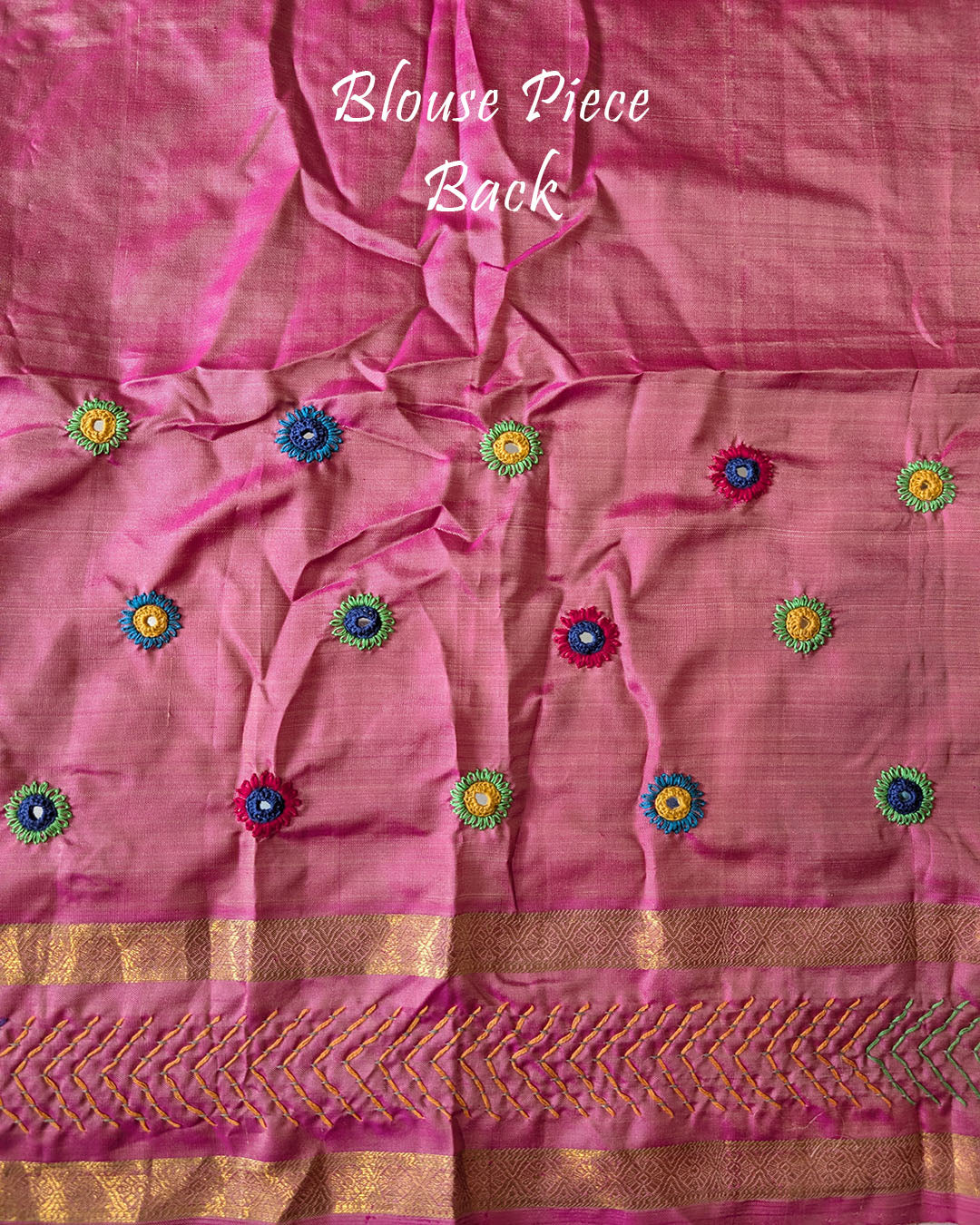 Back View of Blouse for Terracotta Beige Pure Kanjivaram Silk Lambani Saree