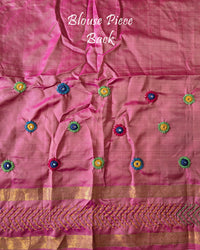 Back View of Blouse for Terracotta Beige Pure Kanjivaram Silk Lambani Saree