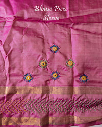 Sleeve Detail of Blouse for Terracotta Beige Pure Kanjivaram Silk Lambani Saree