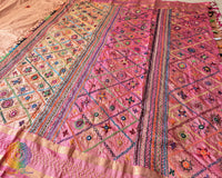 Pink Border Detail on Terracotta Beige Pure Kanjivaram Silk Saree