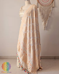 Elegant off white dupatta detailed meenakari and bandhani design