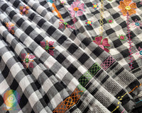 Close-up of Lambani hand embroidery on Black Ilkal Cotton Saree