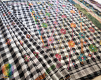 Detailed checked weave of Black Ilkal Cotton Saree