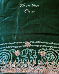 Matching blouse sleeve showcasing coordinated gota patti work and fabric detailing