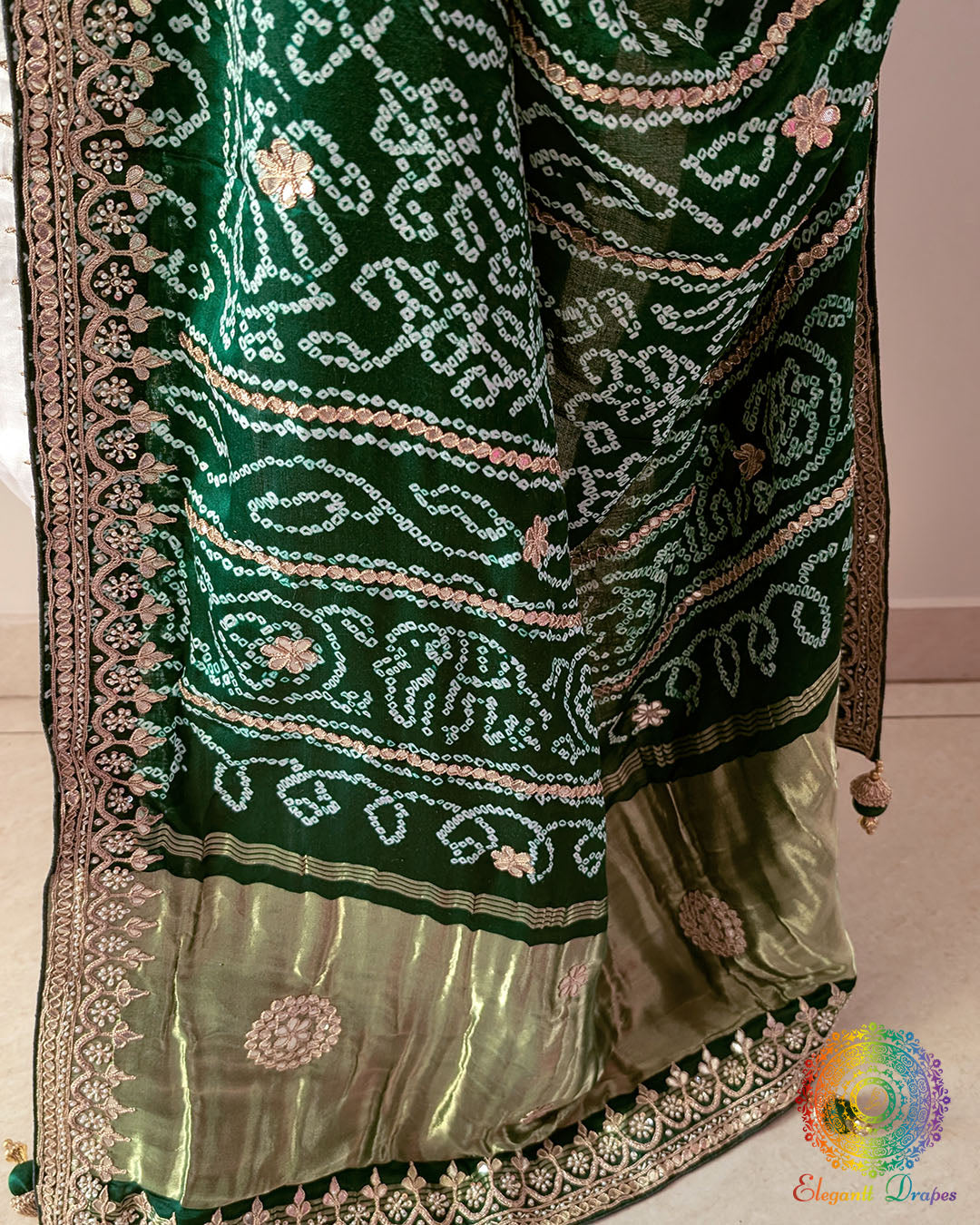 Detailed green palla close up showcasing Rasmandal design and intricate craftsmanship