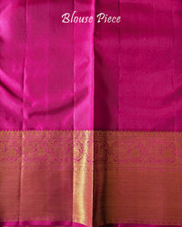 Matching blouse piece in white pink Kanjivaram silk with woven detailing