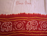 White Gajji Silk Saree with Red Palla blouse