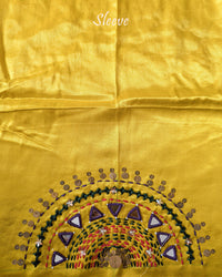 Sleeve Detail of Yellow Mashru Silk Blouse with Kutch Handwork, Mirrors and Sequins