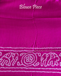 Yellow pure Gaji silk Bandhani saree blouse