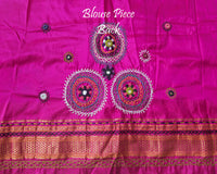 Blouse back design in matching fabric with Lambani detailing