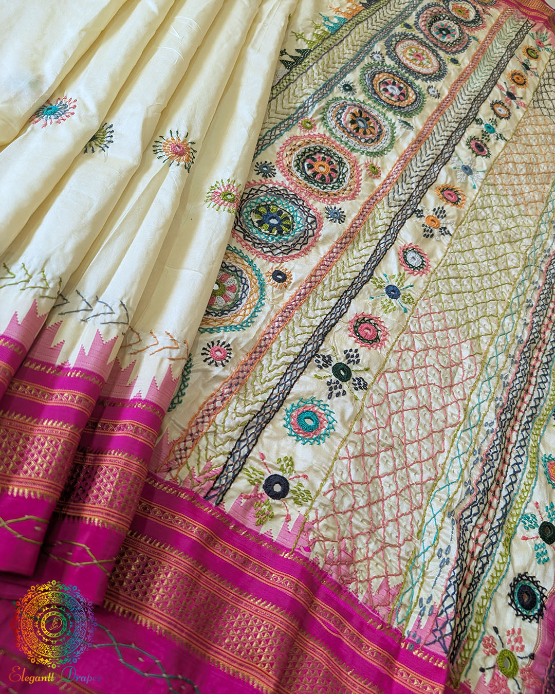 Ilkal silk fabric close up showing natural texture and weave
