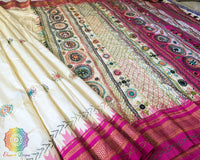 Pleats detail of Ilkal silk saree showing structured drape and fabric texture