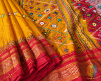 Ilkal silk fabric close up showing texture and handcrafted detailing