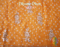 Mango Yellow Pure Crepe Rai Bandhej Gota Patti Saree