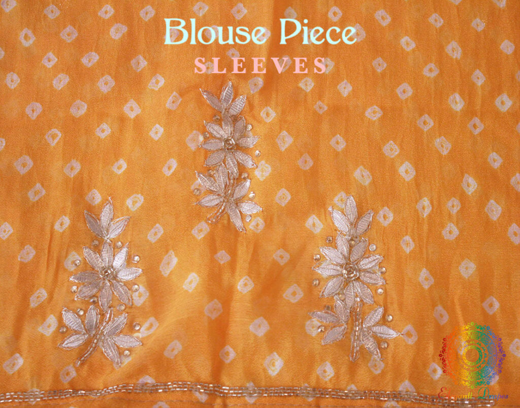 Mango Yellow Pure Crepe Rai Bandhej Gota Patti Saree