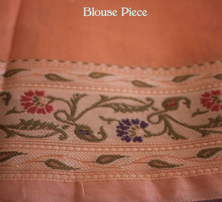 Light Orange Banarasi Pure Handloom Cotton Resham Weaving Saree