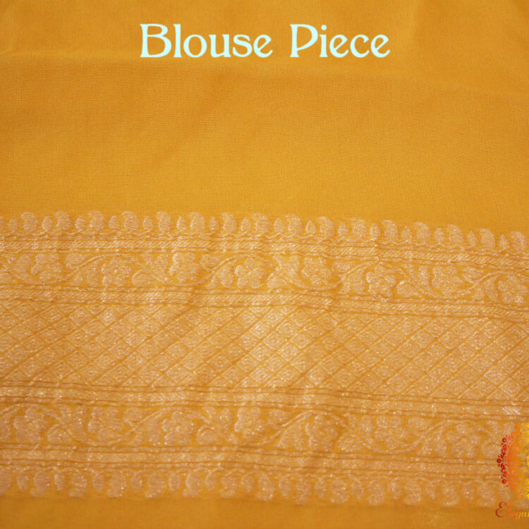 Golden Yellow Banarasi Handloom Khaddi Georgete Saree