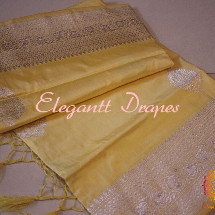 Yellow Banarasi Handloom Pure Katan Silk Sona Rupa Dupatta