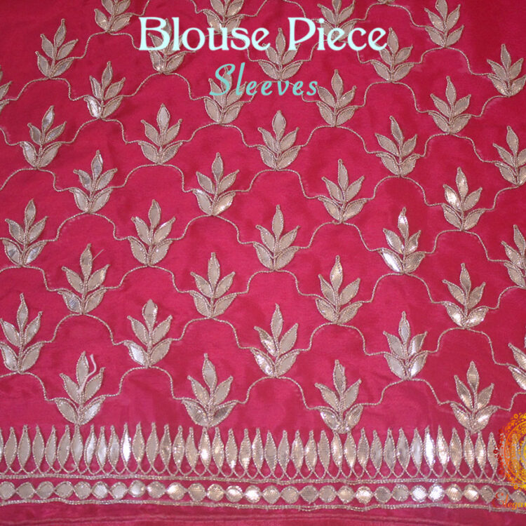 Hot Pink Crepe Gota Patti Handwork Heavy Blouse Saree