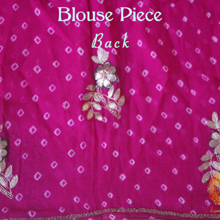 Red Pink Shaded Gota Patti Handwork Pure Rai Bandhej Saree