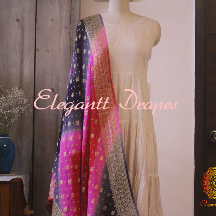 Multi Shaded Banarasi Handloom Pure Georgette Dupatta