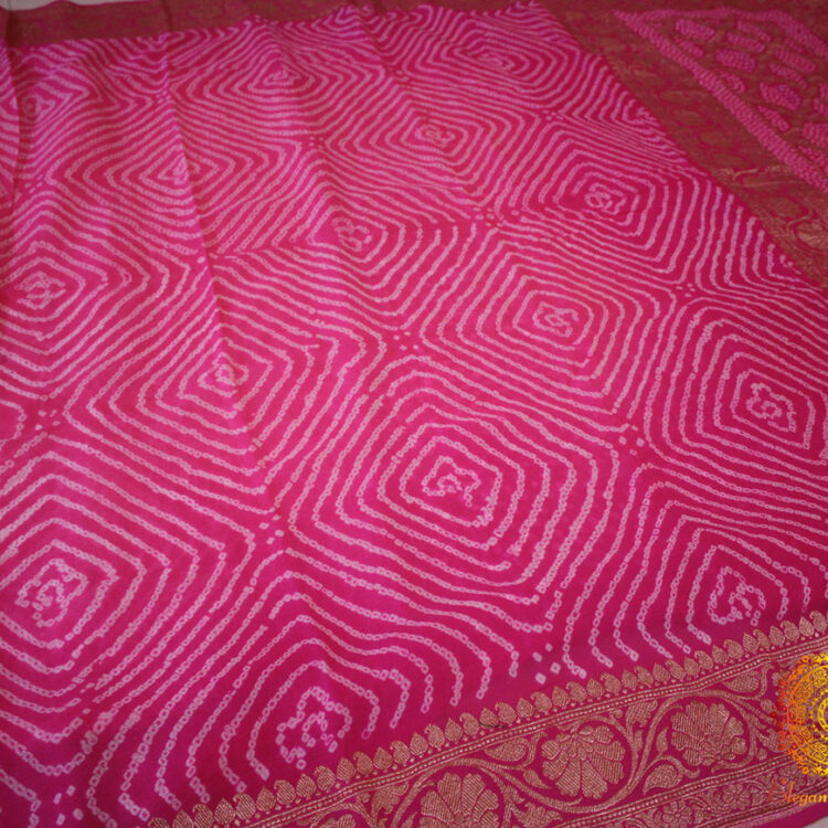 Pink Pure Banarasi Khaddi Georgette Bareek Bandhej Saree