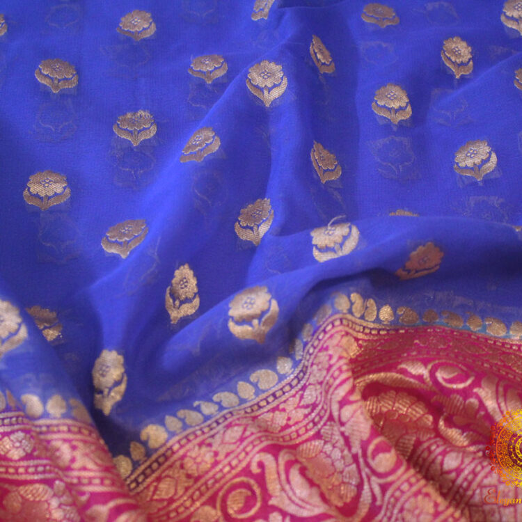 Blue Handwoven Banarasi Pure Khaddi Georgette Saree