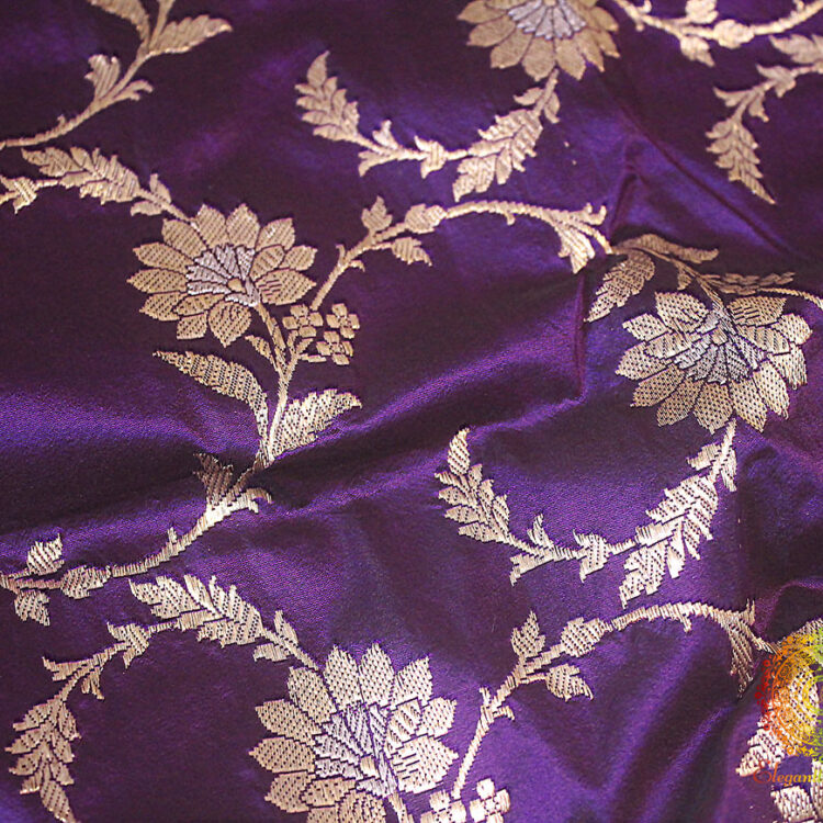 Purple Banarasi Handloom Pure Katan Silk Jungla Dupatta