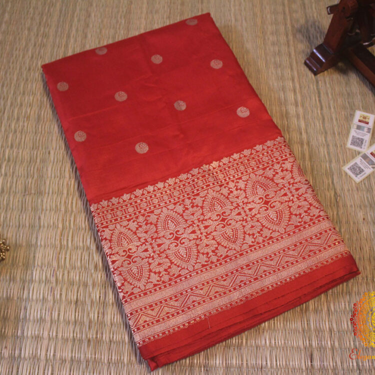 Handwoven Red Banarasi Pure Katan Silk Saree