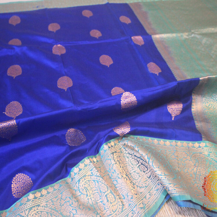 Royal Blue Pure Banarasi Katan Silk Kadhuwa Saree