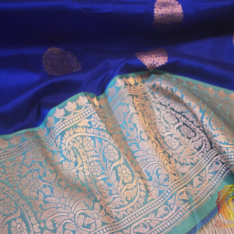 Royal Blue Pure Banarasi Katan Silk Kadhuwa Saree