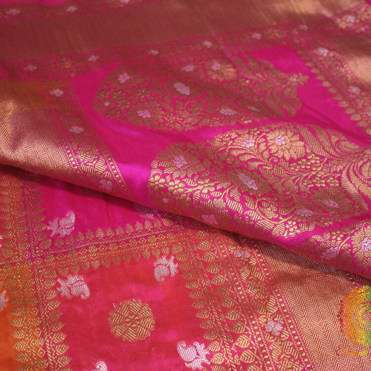 Pink Shaded Banarasi Handloom Pure Katan Silk Rangkat Saree