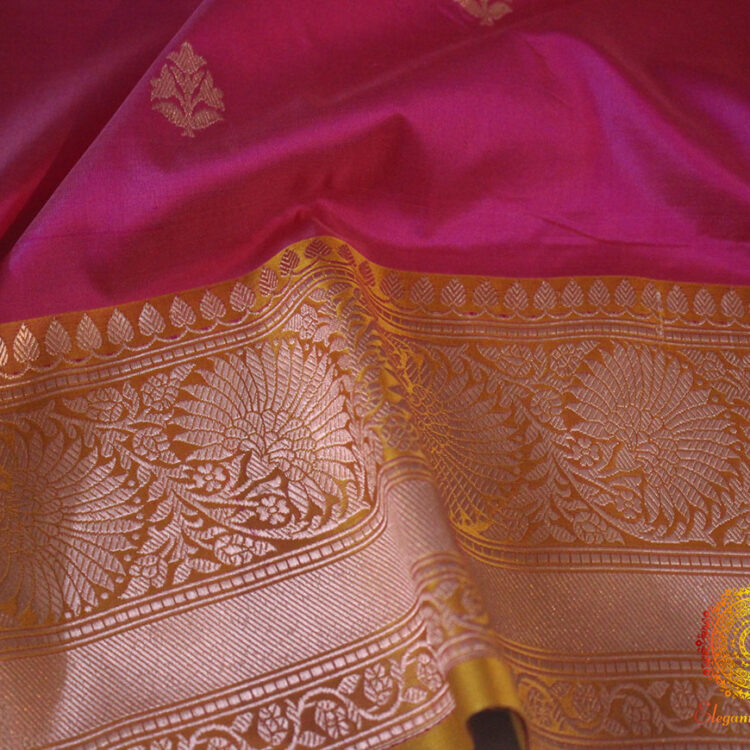 Pink Mustard Pure Banarasi Katan Silk Kadhuwa Saree