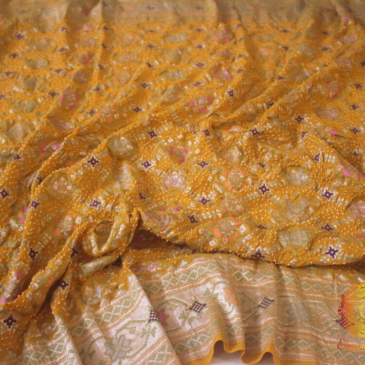 Mustard Banarasi Handloom Georgette Bandhej Patola Dupatta